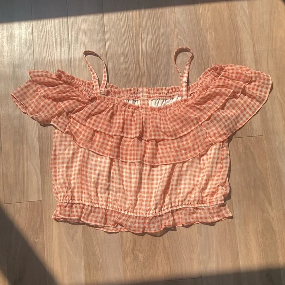 LC Lauren Conrad check print ruffle detail boho top XXL - Picture 8 of 17